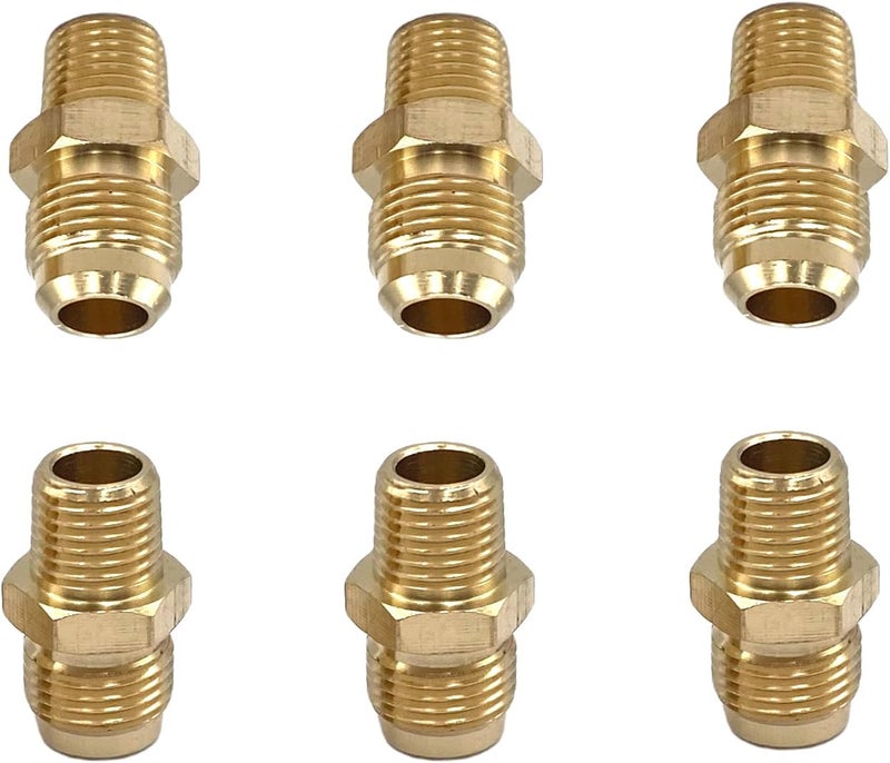 Bumugufu 6 Pcs 3/8 Inch Flare x 1/4 Inch Male NPT Tube Fittings,3/8" Flare to 1/4" NPT Brass Half-Union Gas Adapter for Propane,Refrigeration, Instrumentation and Hydraulic Systems - Image 3